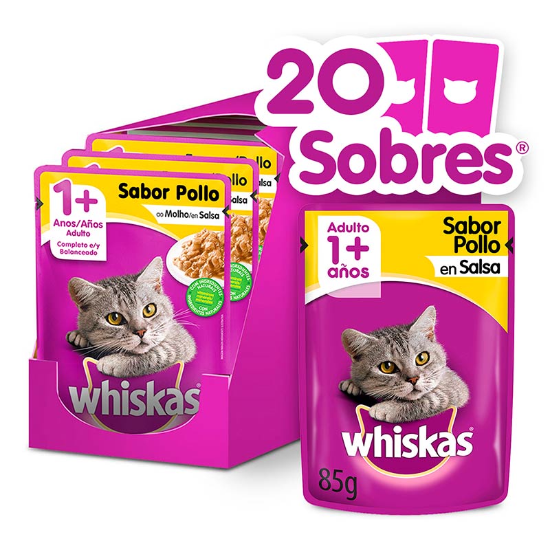 Whiskas - Alimento Húmedo Sobre Gato Adulto Pollo en Salsa
