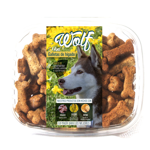 Wolf - Caja De Mini Galleta De Hígado Raza Mediana 500  GR