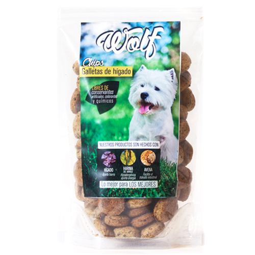 Wolf - Sobre De Chips De Hígado Razas Pequeñas 250  GR
