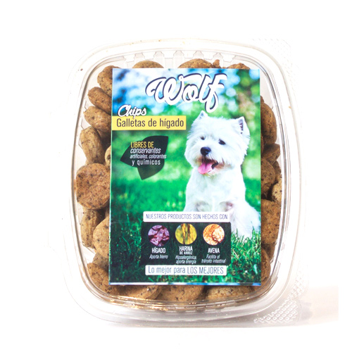 Wolf - Caja De Chips De Hígado Raza Pequeña 350 GR