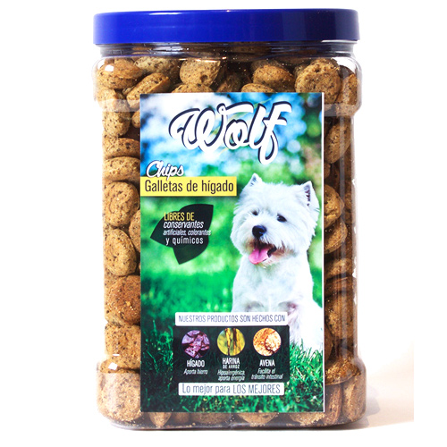 Wolf - Bombonera De Chips De Hígado Raza Pequeña 1250 GR