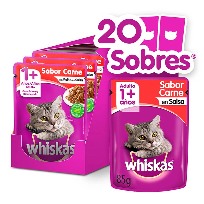 Whiskas - Alimento Húmedo Sobre Gato Adulto Carne en Salsa