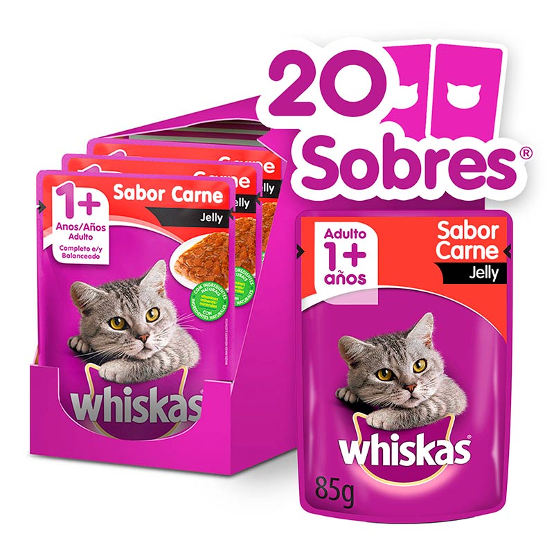 Whiskas - Alimento Húmedo Sobre Gato Adulto Carne Jelly