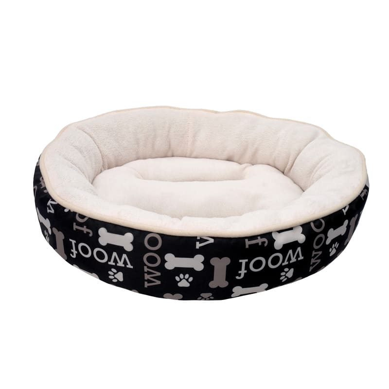 Dogit - Dreamwell Cama Redonda Woof Negra