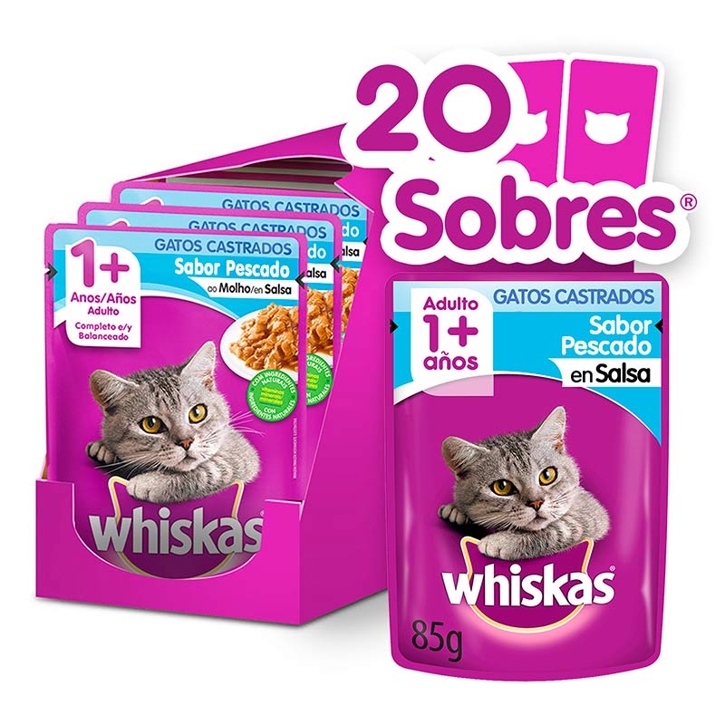 Whiskas - Alimento Húmedo Sobre Gato Castrado Pescado