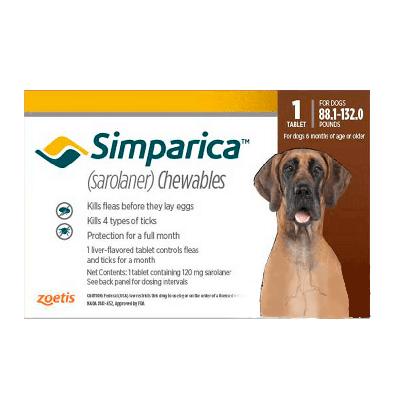 Simparica - Antiparasitario 120 Mg Perros de 40 A 60 KG