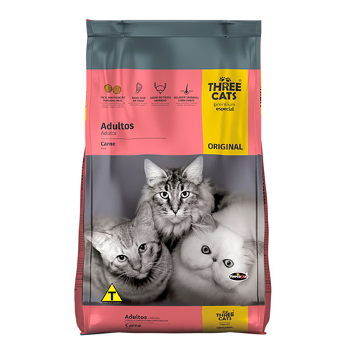 Three Cats - Alimento Gatos Adultos Carne