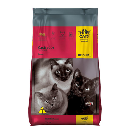 Three Cats - Alimento Gatos Castrados Carne