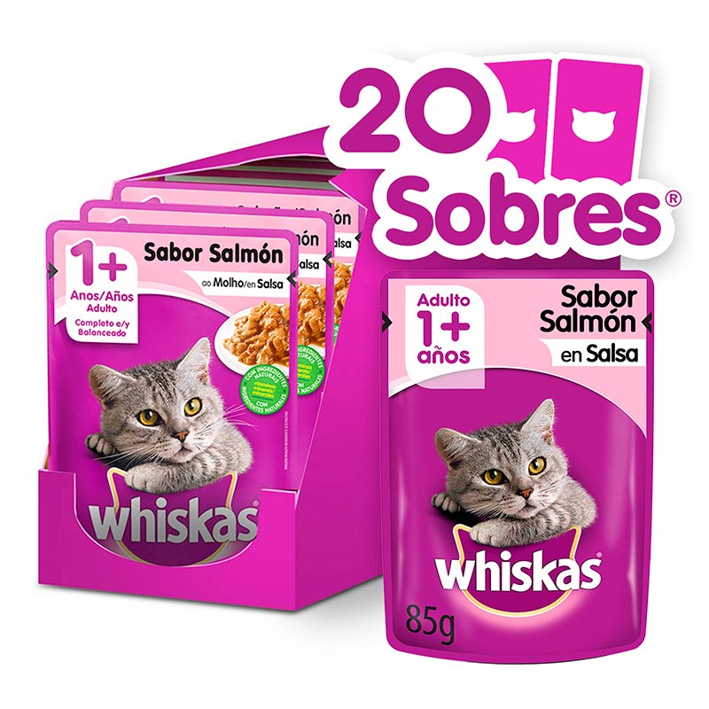 Whiskas - Alimento Húmedo Sobre Gato Adulto Salmón en Salsa
