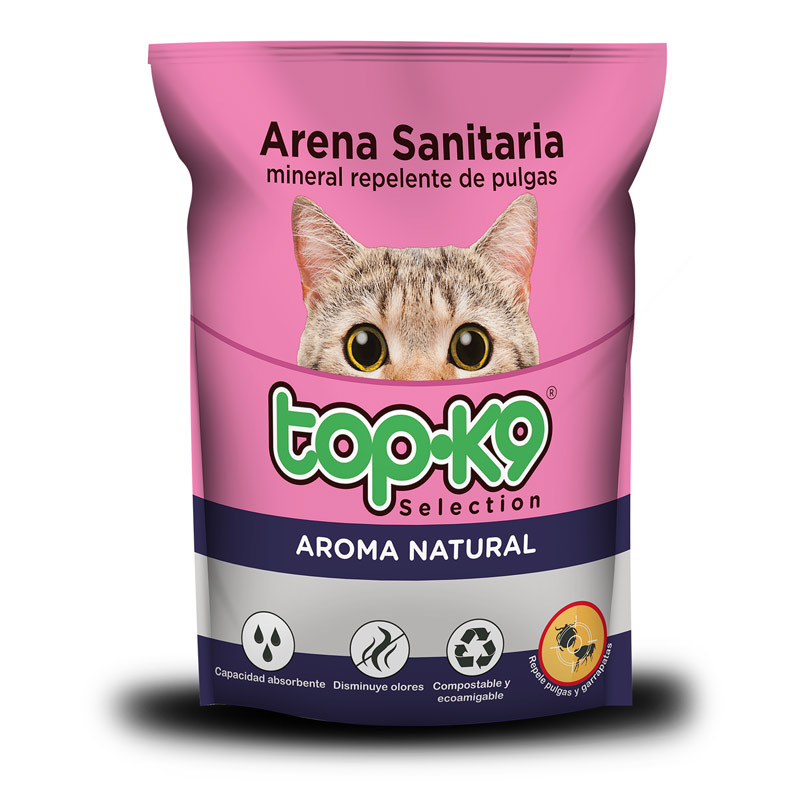 Topk9 - Arena Mineral Repelente de Pulgas Aroma Natural