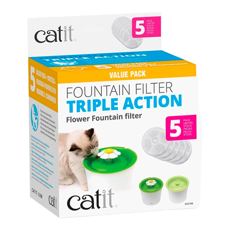 Catit - Filtro Fuente Bebedera Triple Acción