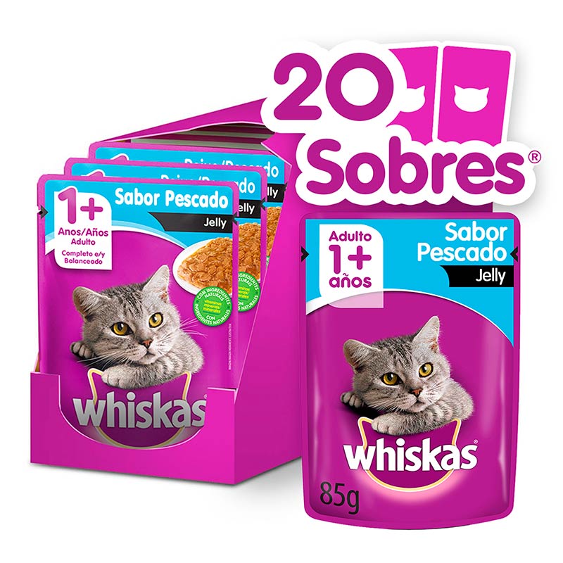 Whiskas - Alimento Húmedo Sobre Gato Adulto Pescado Jelly