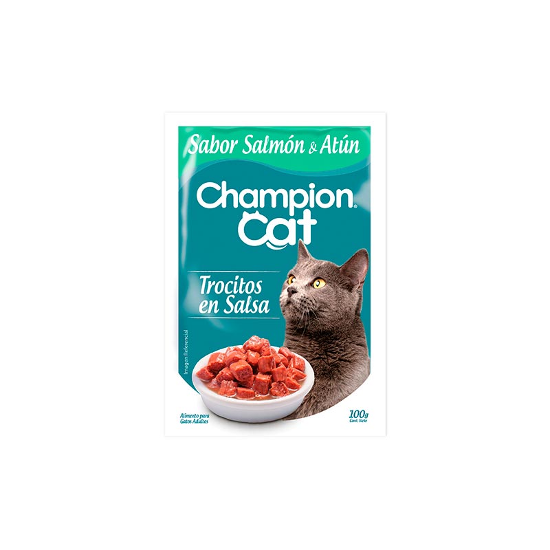 Champion Cat - Trocitos en Salsa Adultos Sabor Atún y Salmón