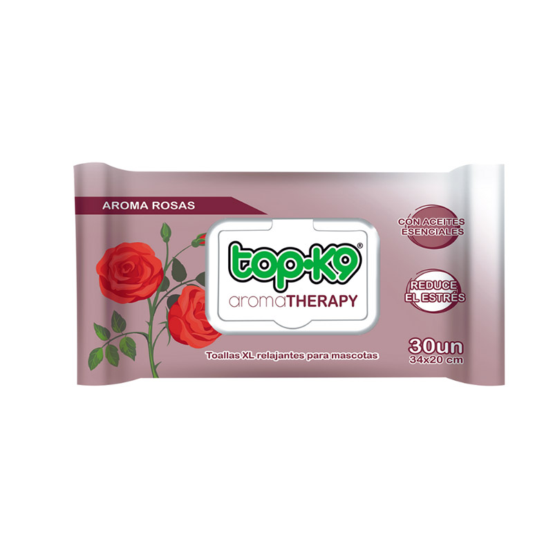 TopK9 - Toallitas AromaTherapy Aceite esencial de Rosas Reduce el estrés