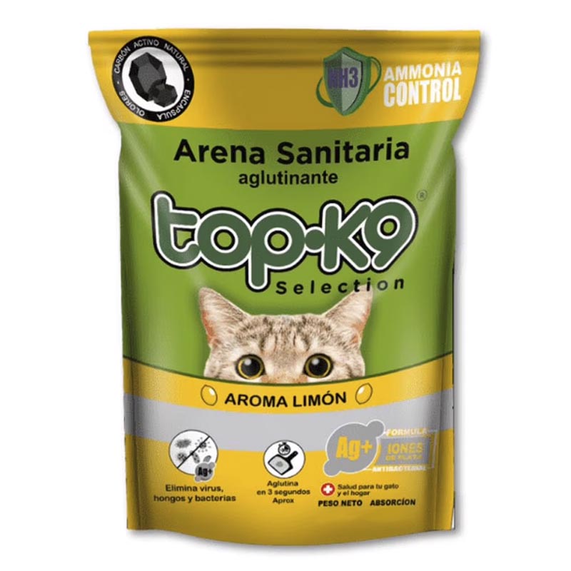 TopK9 - Arena Aglutinante Iones de Plata, Carbón activo, Ammonia control Aroma Limón