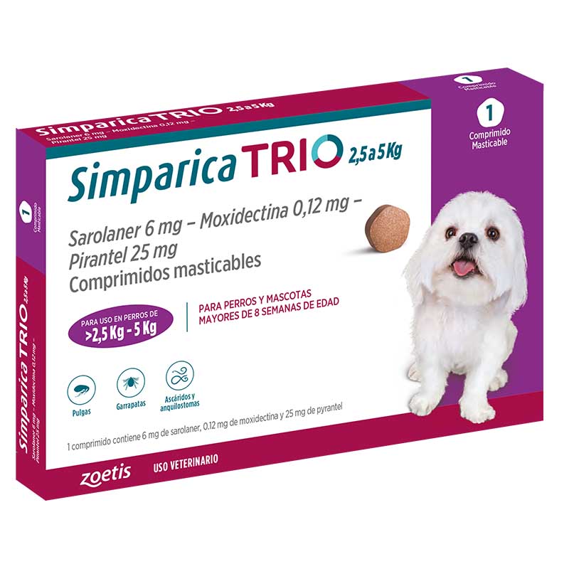 Simparica Trio - Antiparasitario para Perros entre 2.6 - 5 Kg
