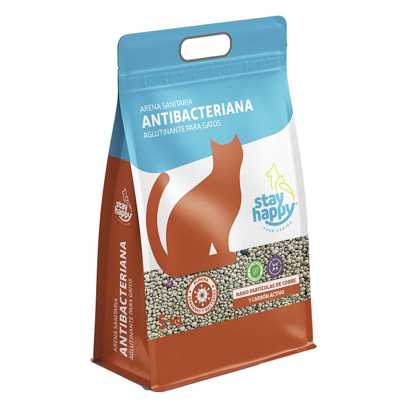 Stay Happy - Arena Sanitaria Aglutinante Antibacteriana Partículas De Cobre