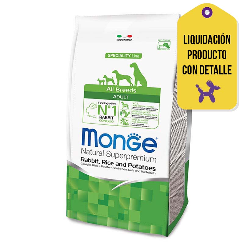 Monge - Alimento Perro Adulto Carne de Conejo Resellado