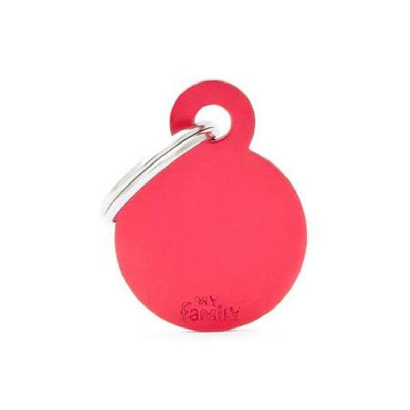 My Family - Plaquita Small Round Aluminum Red