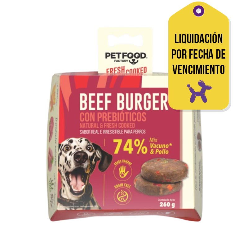 Pet Food Factory - Burger Beef Hamburguesa de Carne para Perro F.V. 12-07-2026