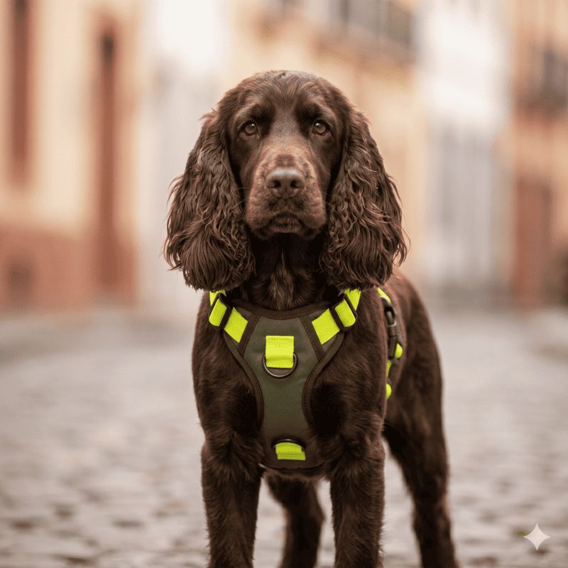 Paw Day - Arnes Essential Verde Militar - Amarillo Neón M