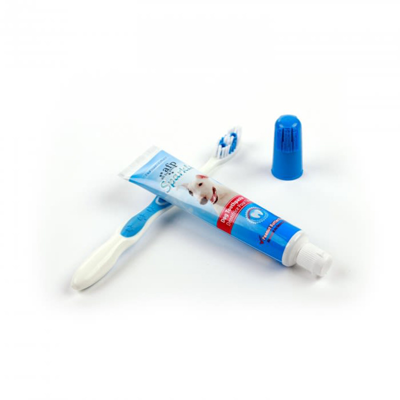 Afp - Set Pasta Dental para Perro, Cepillo y Dedo Sparkle