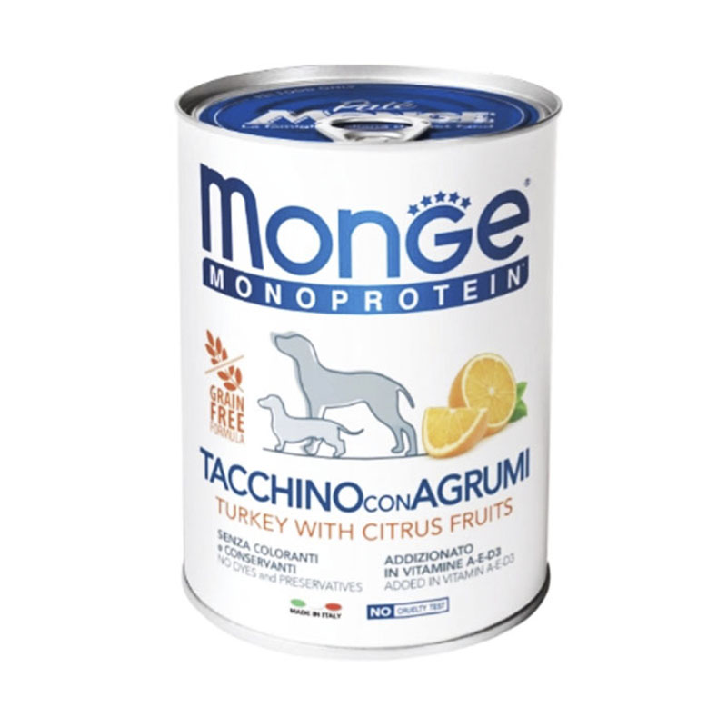 Monge - Alimento Húmedo Monoprotéico Pavo con Frutas Cítricas