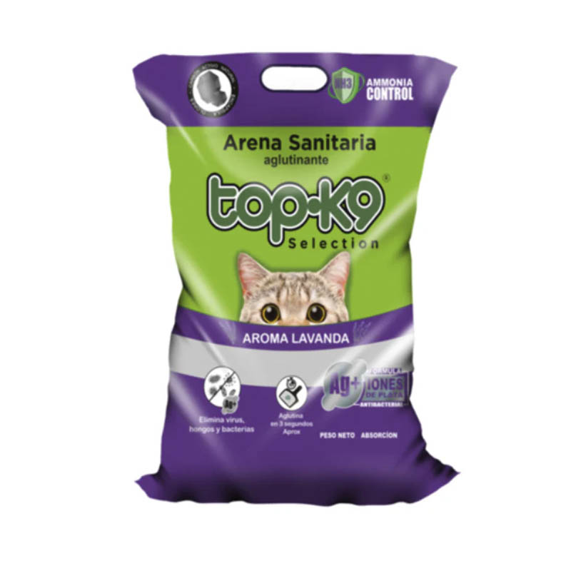 TopK9 - Arena Aglutinante Iones de Plata, Carbón activo, Ammonia control Aroma Lavanda