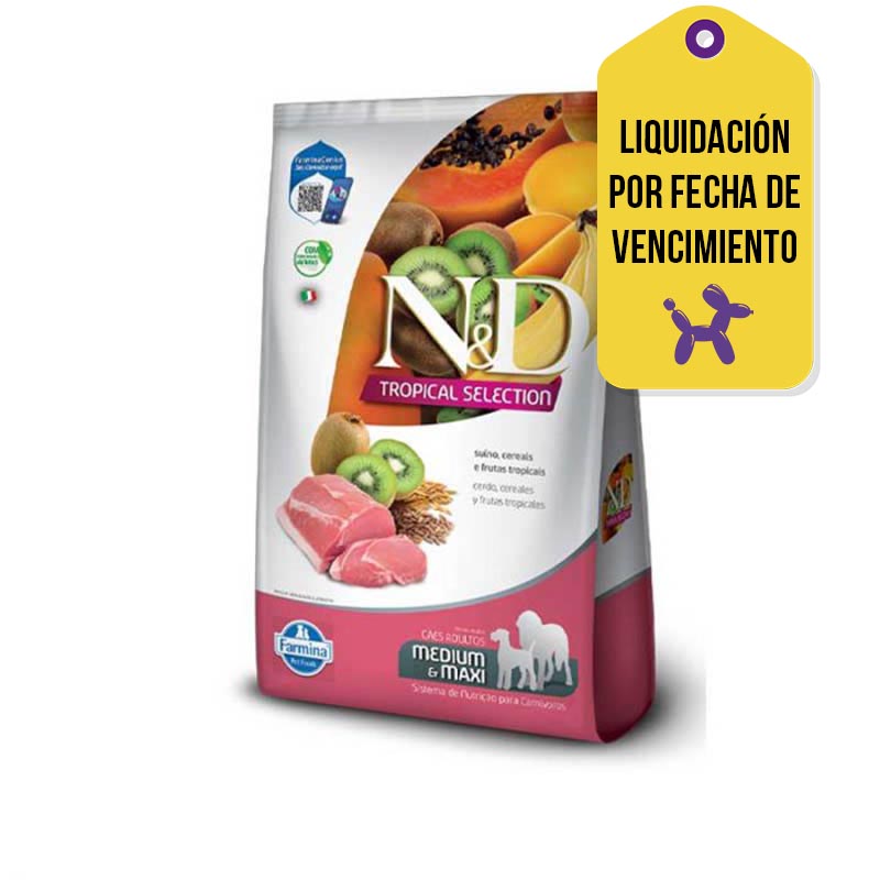 N&D Tropical Selection - Alimento Para Perro Adulto Raza Mediana Y Maxi Cerdo F.V.10-08-2026