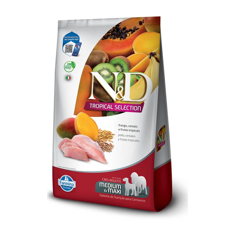 N&D Tropical Selection - Alimento Para Perro Adulto Raza Mediana Y Maxi Pollo