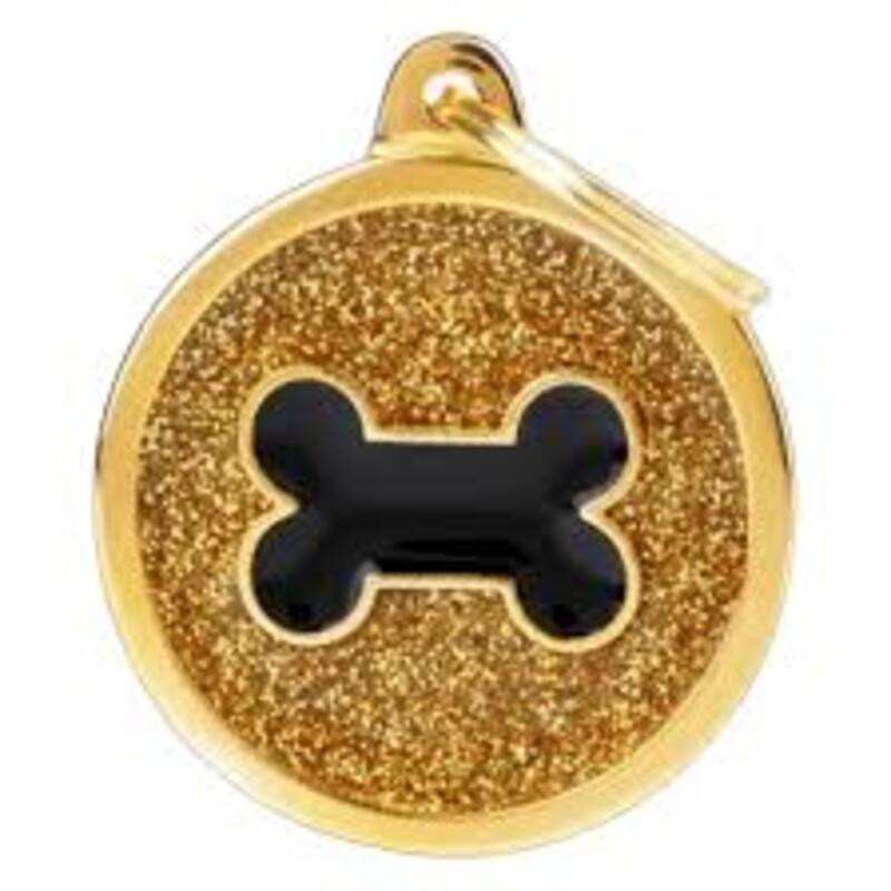 My Family - Plaquita Gold Big Glitter Circle Black Bone