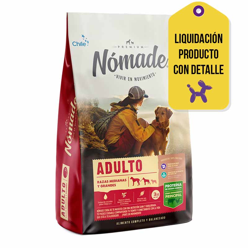 Nomade - Alimento Adulto Raza Mediana y Grande ENVASE RASGADO SELLADO