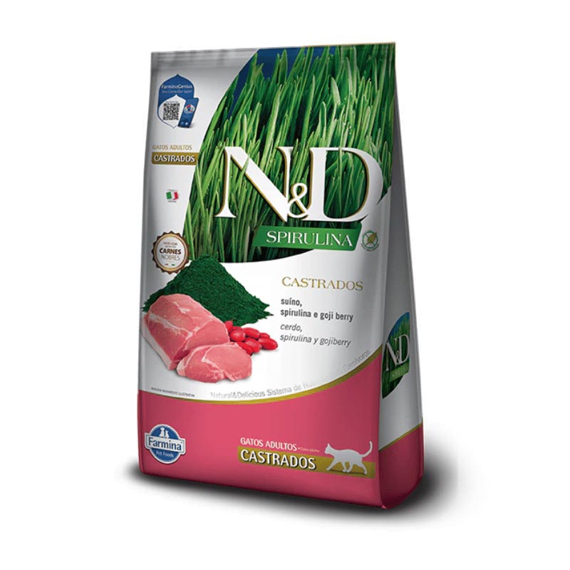 N&D Spirulina - Alimento Gato Adulto Castrados Cerdo