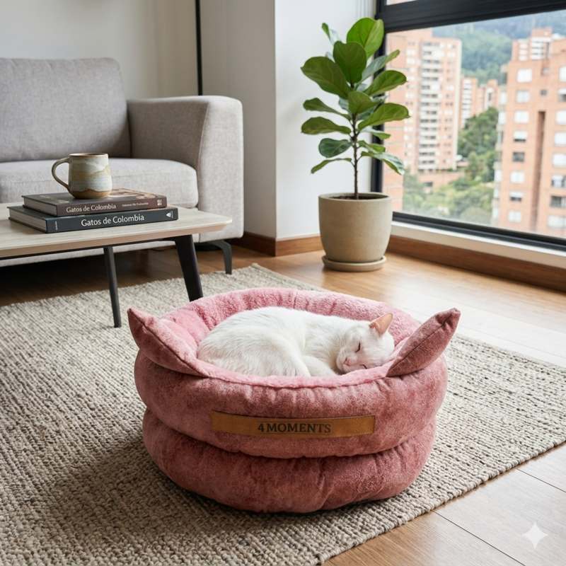 4 Moments - Cama Gato Premium 62xAlto 22 cm PALO ROSA / ROSA